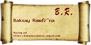 Baksay Ramóna névjegykártya